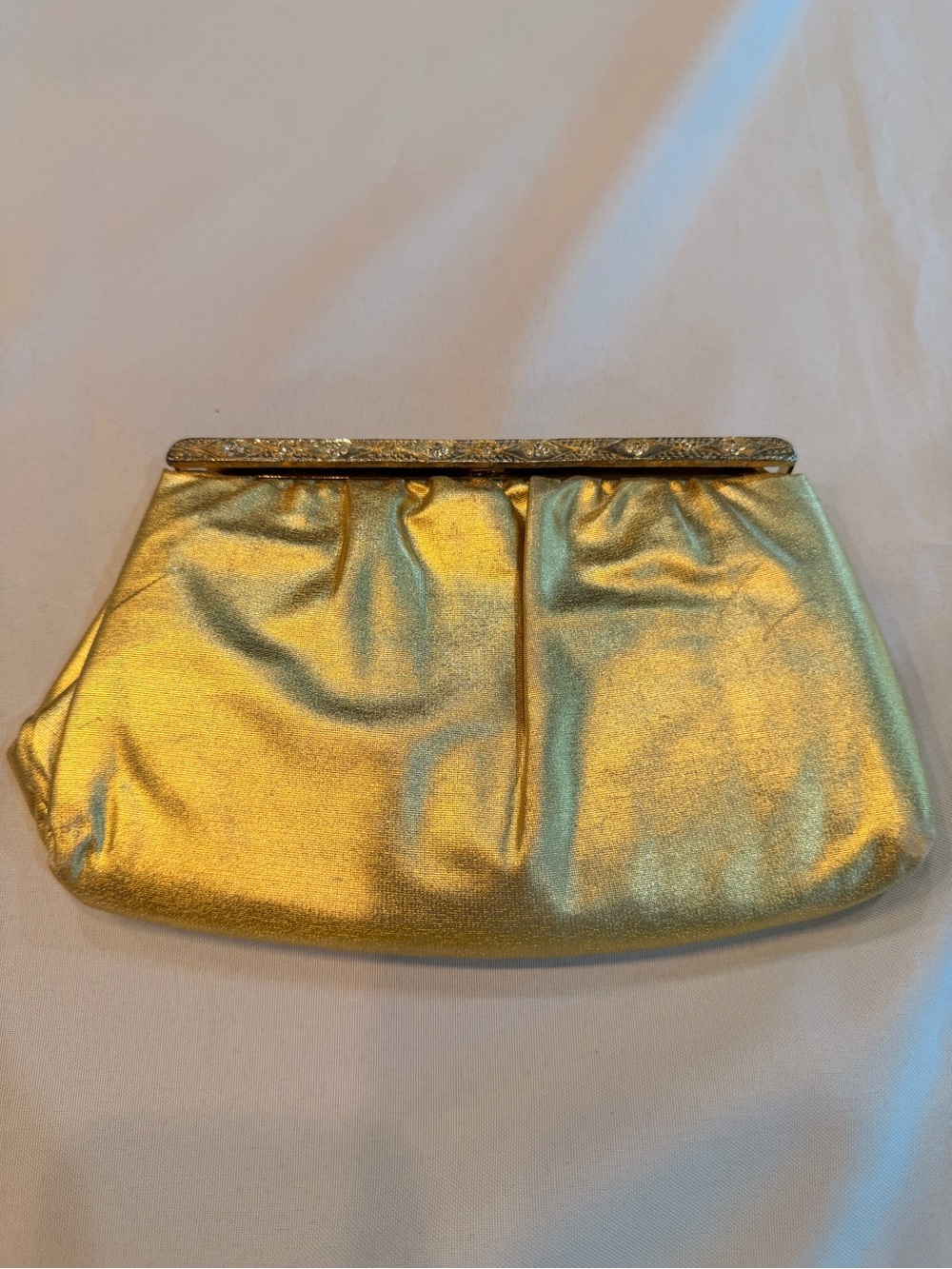 Vintage Gold Clutch by Ande with Metal Frame Snap Closure